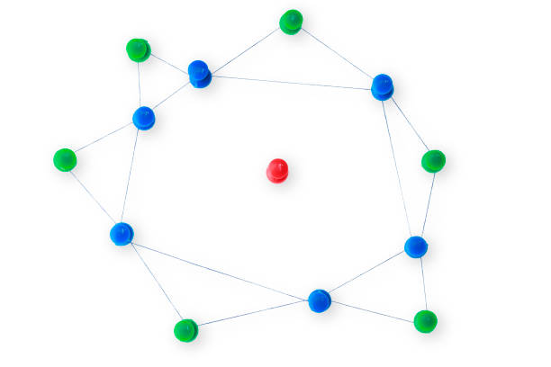 thread connects needles bypassing needle of other color