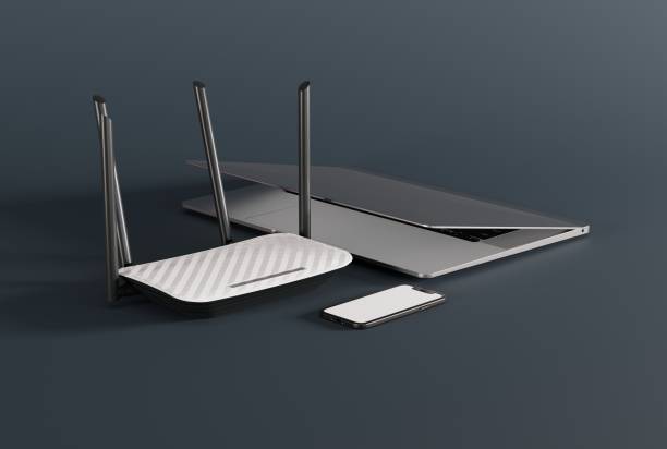 The concept of using the internet, data transfer. Internet speedup, internet provider. 3D render, 3D illustration.